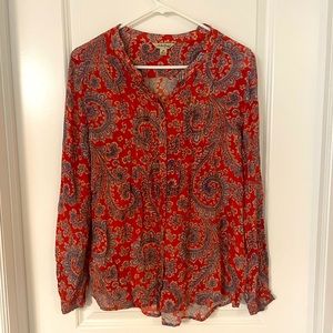 Lucky Brand Womens Boho Button Blouse Shirt Sz Mesium
